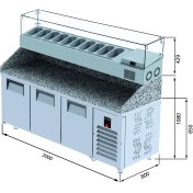Resim Galleyz Make Up Buzdolabı - 3 Kapılı - Granit - Yüksek 200X80X108/150 cm 