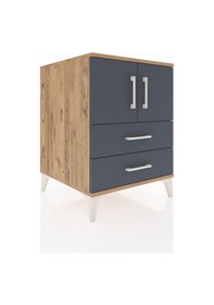 Resim Kronos Komodin 2 Raflı 2 Çekmeceli 2 Kapaklı 60x59x80 Çam-ant... Çam 