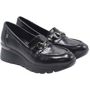 Resim Kadın Airflow Hakiki Deri Dolgu Topuk Tokalı Ayakkabı Siyah Rugan 2313054y Siyah 