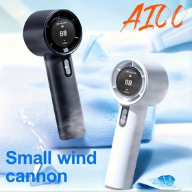 Resim 1 adet Şarj Edilebilir El Tipi Turbo Fan - Taşınabilir USB Şarj Edilebilir Fan, 13000 Devir/dakika Yüksek Hızlı Ayarlanabilir 100 Hız, Kapalı/Açık Kullanım İçin Kompakt Yüz Isıtma, Ücretsiz Askılı ile Dahil, Şık El Tipi Soğutucu 