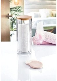 Resim Ahşap Kapaklı 3'lü Organizer Set, Modern Pamukluk Düzenleyici Şık 3'lü Pamukluk Set - Şık Ve Fonksiyonel Ahşap Kapaklı 3'lü Organizer Set - Mutfak Ve Banyonuzu Düzenleyin Siyah 