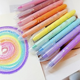 Resim 10'lu Glitter ve Pastel Tonlu Kıvrılabilir Kalem Seti - Pürüzsüz, Yıkanabilir Jel, Toksik Olmayan ve Karıştırılması Kolay, Kitap Boyama, Sanat Projeleri ve Okul Malzemeleri İçin Mükemmel. 