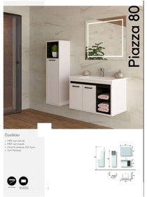 Resim Evros Piazza 80 Cm Banyo Dolabı Boy Dolabı Dahil Beyaz 