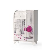 Resim Sivas Gözde Çekmeceli Fincan Desenli Büyük Kiler Dolabı / Ekmeklik - Beyaz 