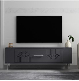 Resim Retrol2ct Tv Sehpası Antrasit-gümüş 