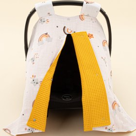 Resim Puset Örtüsü - Çift Taraflı - Hardal Petek - Turuncu Gökkuşağı 