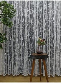 Resim Ağaç Desen Fransız Dantel Tül Perde & Kruvaze Perde, 400x260, Normal Pile, 1/2.5 