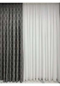 Resim Hafif Saçaklı Fon Perde Antrasit Fon 1/3 Sık Pile Antrasit 