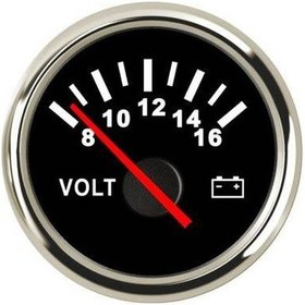 Resim Voltmetre Siyah Çap 52Mm 24V Tekne Yat Siyah 