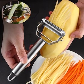 Resim 1 adet Paslanmaz Çelik Soyucu - Çok Yönlü Sebze ve Meyve Julienne Dilimleyici, Hızlı ve Kolay Soyma için Dayanıklı Mutfak Aleti, Şükran Günü, Noel ve Günlük Kullanım için Mükemmel, Ev Aşçıları, Açık Hava Pişirme ve Bayramlık Yemek Hazırlığı için Vazgeçilmez 