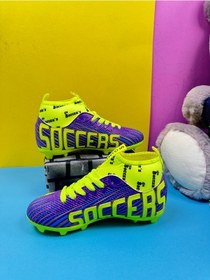 Resim Erkek Çocuk Halısaha Çoraplı Çivisiz Futbol Spor Ayakkabısı F35hs Mor-sarı 