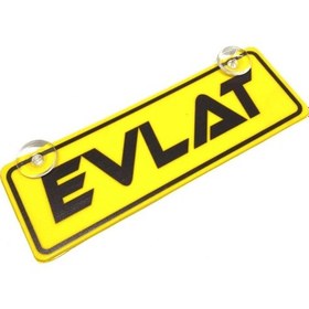 Resim Evlat Yazılı Sarı Dekor Plaka Vantuzlu Cam Süsü 