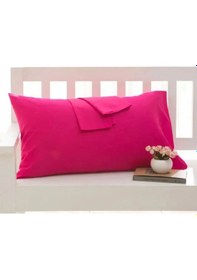 Resim Fuşya Renkli Pamuklu Ranforce Kumaştan Yastık Kılıfı 2 Adet 