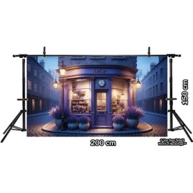 Resim Venspor Gece Vakti Lavanta Temalı Dükkan Arkaplan, 200x150cm, Fon, Duvar Örtüsü 