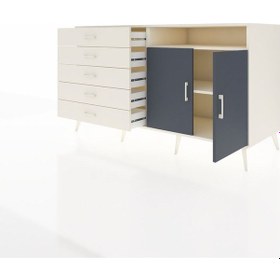Resim Kronos Konsol 2 Raflı 5 Çekmeceli 2 Kapaklı 176x59x99 Aytaşı-antr Aytaşı-antrasit/aytaşı 