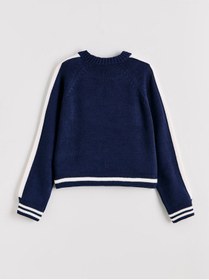 Resim LC Waikiki Bisiklet Yaka New York Desenli Kız Çocuk Triko Kazak 