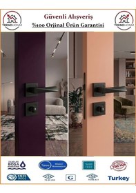 Resim Trendhomm Prizma Rozetli İç Kapı Kolu - Mat Siyah - Wc Banyo 