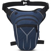 Resim Moveevo Motorcycle Bacak Çantası Erkek - Su Geçirmez, Solunumlu Ağızlı, Reflektif Elemanlı, 3 Fermuarlı Cep, Anahtar Zinciri, 50-120cm Ayarlanabilir Kemer, Lacivert Koyu Mavi 