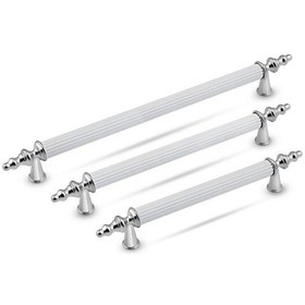 Resim Tuana Rustik Alüminyum Metal Lüks Modern Mobilya Çekmece Mutfak Dolabı Kulpu Beyaz-krom 224mm Beyaz-krom 