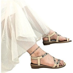 Resim Voyager B160 Bej Taşlı Lastikli Şık Kaymaz Bayan Sandalet Bej 