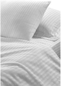 Resim 140x200 Çift Kişilik Kişilik Nevresim Takımı Çizgili Pamuk-saten 83 Tel Beyaz 