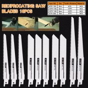 Resim 1 Set 10 adet Bi-Metal Çok Amaçlı Testere Bıçakları, Wood ve Metal Kesim için, Ahşap Plak ve Çivili Laminatlı Ahşap ile Uyumlu, Elektrik Gerektirmez 