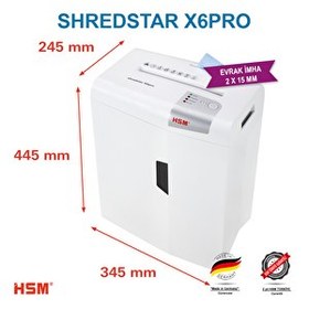 Resim HSM Shredstar X6 Pro 20 L Çapraz Konfeti Kesim Evrak İmha Makinesi 