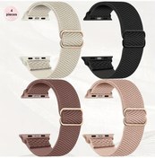 Resim Cloud011 iOS Watch Uyumlu 4lü Nylon Spor Bant Siyah Pembe Yeşil Bej 38 40 41 42mm 