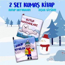 Resim 2 Kitap Tox Kutup Hayvanları ve Kışlık Giysiler Kumaş Sessiz Kitap 