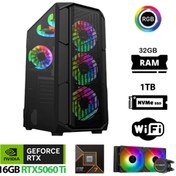 Resim XASER Thunder x770 i9 14900KF 32GB DDR5 Ram 1TB M.2 NVMe SSD 16GB RTX5060 Ti Sıvı Soğutmalı Oyuncu B 