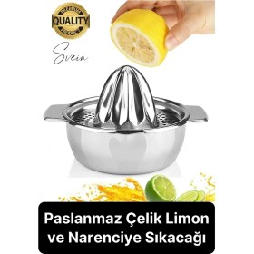 Resim Svein Paslanmaz Çelik Limon Ve Nar Sıkacağı Narenciye Mutfak El Aleti Pratik Sıkacak Yıkanabilir Hijyenik 