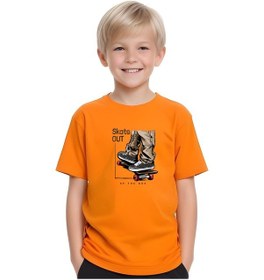 Resim Fyk Kids Erkek Çocuk Yuvarlak Yaka Skate Out Baskılı T-shirt Turuncu 