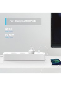 Resim TP-Link Tapo P300 3'lü 2 USB 1 Type-C Wi-Fi Akıllı Priz 