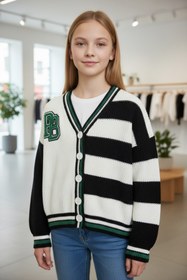 Resim Minimoda Kids Kız Çocuk Aplikeli Çizgi Desenli Triko Hırka 