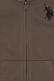 Resim U.S. Polo Assn. Erkek Çocuk Vizon Fermuarlı Kapüşonlu Sweatshirt 50316706-VR052 