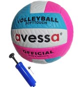 Resim Avessa Vlm-700 Makina Dikişli Voleybol Topu No:5 + Top Pompası Açık Mavi - Pembe 