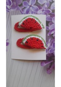 Resim Anomoneshop Örgü Toka Karpuzlu Saç Aksesuarı 