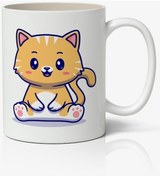 Resim Tatlı Kedi Baskılı Kupa Bardak Baskılı Kahve Kupa Bardak 