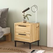 Resim Yurudesign Luvio Komodin 2 Çekmece Metal Ayaklı Keçe-siyah Lv24-kl 