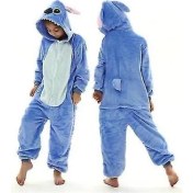 Resim Xhang Dikiş Kigurumi Çocuklar Çocuk Pijama Kış Flanel Sıcak Pijama Erkek Kız Hayvan Onesies Tulumlar (130 Cm) (Yurt Dışından) 