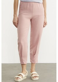 Resim Paça Büzgü Detaylı Krep Pantolon - Pembe 001 