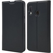 Resim Katlanabilir Standlı Samsung Galaxy A20emanyetik Adsorpsiyon Deri Kart Tutucu Kılıf 