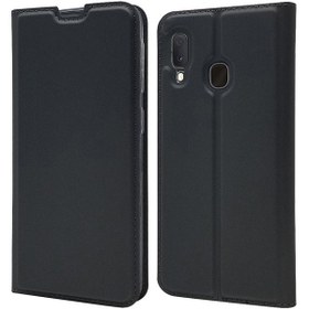 Resim Katlanabilir Standlı Samsung Galaxy A20emanyetik Adsorpsiyon Deri Kart Tutucu Kılıf 