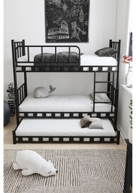 Resim Argimo Zambak Yavrulu Metal Siyah Ranza Ve Karyola 90x190 