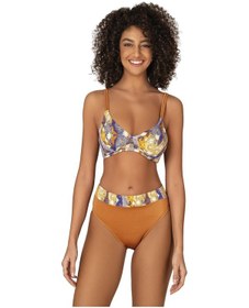 Resim Endeep Kadın Biye Detaylı Toparlayıcı Desenli Bikini Takımı-turuncu-mavi 