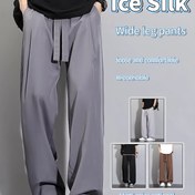 Resim Erkekler için Buzlu Kaygan Fiber Kumaş Geniş Bacaklı Pantolon - 2025 Yeni Stil İnce Düz Bacaklı Joggers, Bol Kesim, Yumuşak ve Nefes Alabilen, Esnek ve Rahat, Makine Yıkanabilir, Ev ve Dışarıda Trendy Unisex Günlük Giyim, Jogging Pantolonu, Her Gün Rahat, Minimalist Tarz, Dayanıklı Kumaş 