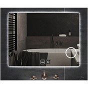 Resim GLOBAL LED MIRROR 60x70 Cm Makyaj Aynalı Dokunmatik Tuşlu Buğu Yapmayan Ledli Banyo Aynası 