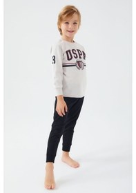 Resim U.S. Polo Assn. U.s. Polo Assn Bej Melanj Erkek Çocuk Pijama Takım Bej Melanj 