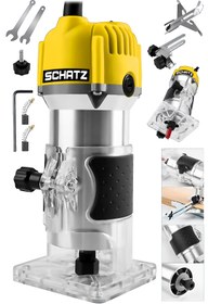 Resim Schatz 600W Bakır Sargılı 6 Kademe Devir Ayarlı Formika Traşlama Avuç Freze Makinesi 6 Mm Pens Sarı 