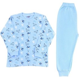 Resim Sebi Bebe Kızılderili Ayıcık Pijama Takım 9147 Mavi 